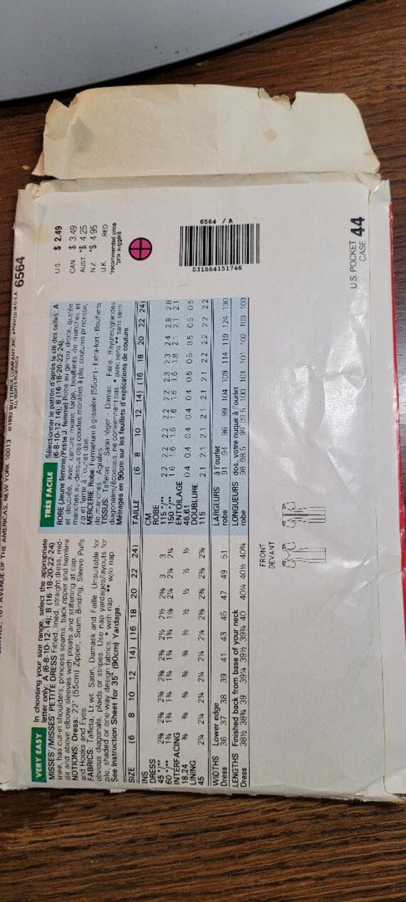 See & Sew Vintage 90's UNCUT Misses Sz 614 Dress Pattern