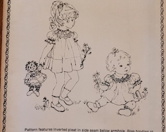 Little Sunday Dresses UNCUT Bishop Dress Pattern for English Smocking, Sizes 2-3