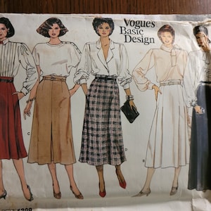 Vintage 90&#39;s Vogue Basic Design Misses sz 14 A Line or Slightly Flared Skirt Pattern 1399