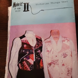 Vintage 90&#39;s UNCUT Make It F-108 Victorian Things Quilted Vest