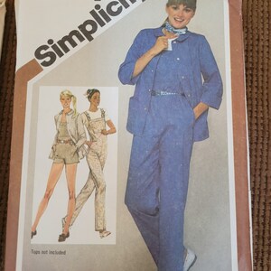 Rare Vintage Early 80&#39;s Simplicity Misses sz 10 Overalls and Unlined Jacket Pattern 9912