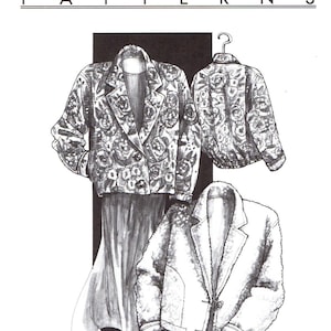 May include: A sewing pattern for a blanket jacket. The pattern includes three different styles of jackets, one with a floral print, one with a solid fabric, and one with a fuzzy texture. The pattern is called "Great Copy Patterns" and is numbered #805.