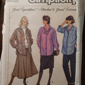 Vintage Simplicity 80&#39;s UNCUT Misses sizes 10-16 Maternity Pants and Loose Fitting Shirt Pattern 8251