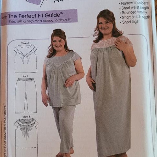 UNCUT Petite Plus Patterns Simple Yoked Nightgown and Pajamas sz 14-25 pattern 401