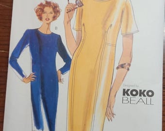 Vintage 90&#39;s UNCUT Very Easy Vogue Koko Beall Misses sz 12, 14, 16 Fitted Straight Dress Pattern 7016