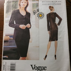 Vintage 90&#39;s UNCUT Vogue American Designer Donna Karan Misses sizes 6, 8, 10 Jacket and Skirt Pattern 1705