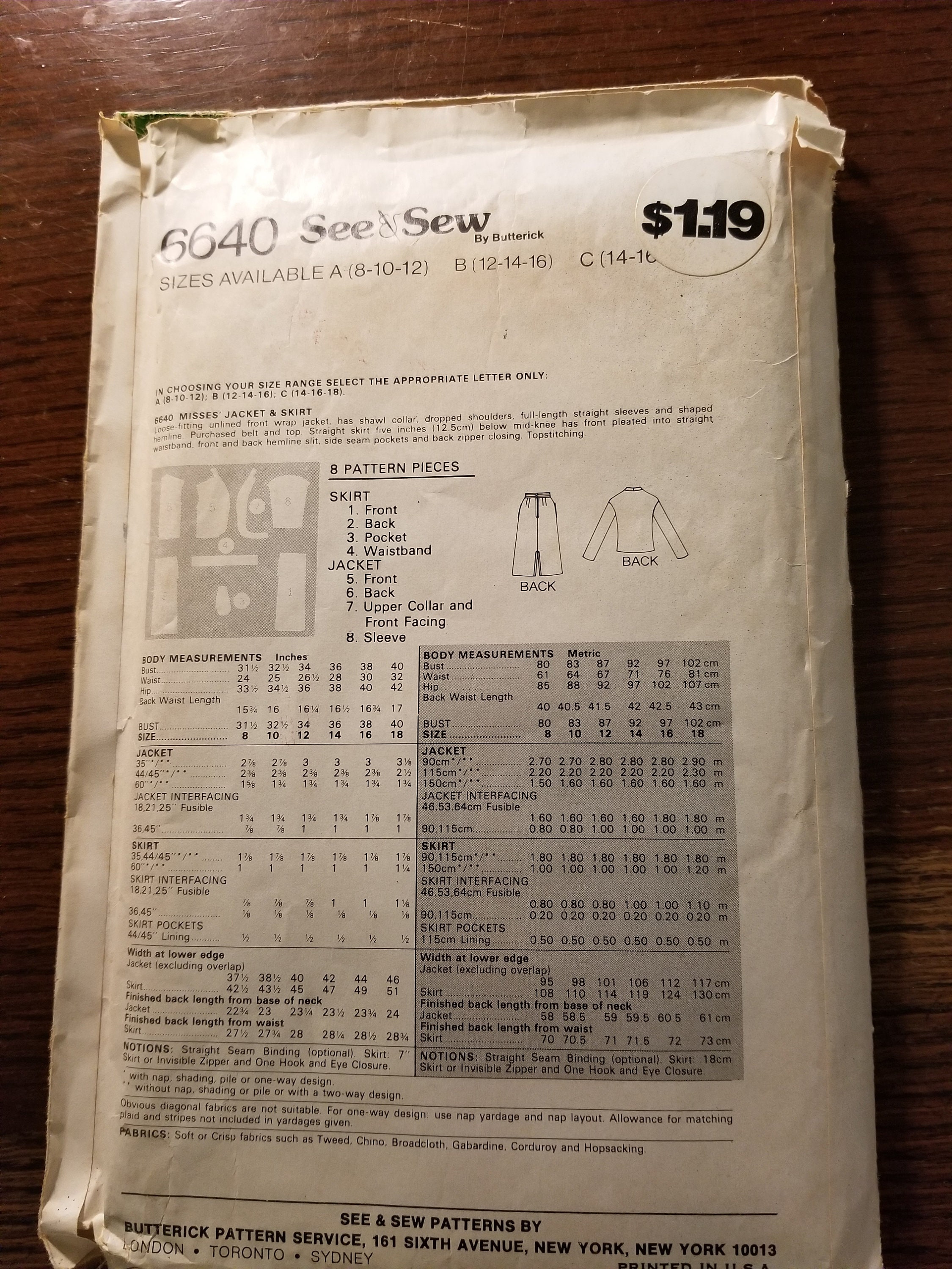 Vintage 70's UNCUT See & Sew Misses Sz 14, 16, 18 Skirt and