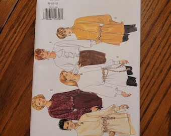 RARE Vintage UNCUT Butterick Misses sizes 18, 20, 22 blouses and tunics pattern 3701