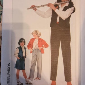 Vintage 80&#39;s UNCUT Simplicity girls sz 8 pull on pants and skirt, unlined jacket and vest pattern 7056
