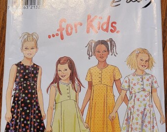 Patrón de vestido New Look Easy for Kids ADORABLE sin cortar para niñas, tallas 4-9, número 6741