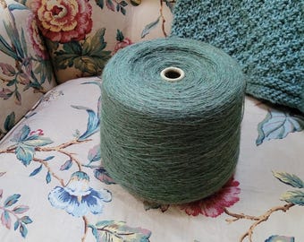 Fine, light dk yarn, 3.8 pound cone, green (see pics
