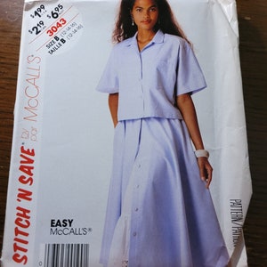 Vitnage 80's UNCUT Misses sizes 12, 14, 16 shirt and skirt pattern 3043
