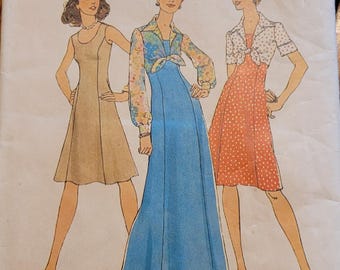Patrón de vestido y chaqueta Simplicity vintage de los años 70, talla 10, sin cortar, número 6761