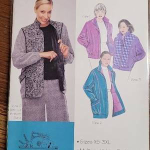 Saf-T-Pockets UNCUT Misses sizes XS-3XL Flight Jacket Pattern 9700