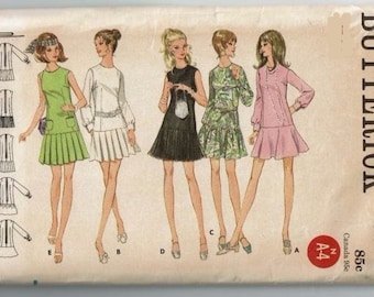 Vintage 60's Butterick Misses sz 12 pleated skirt dress.