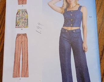 Patrón de confección de blusa, falda, pantalones y shorts Simplicity UNCUT para mujer, tallas 16-24 (S9755)