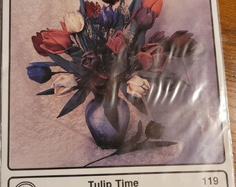 Stunningly Beautiful UNCUT Tulip Time Fabric Flowers with Leaves Pattern 119