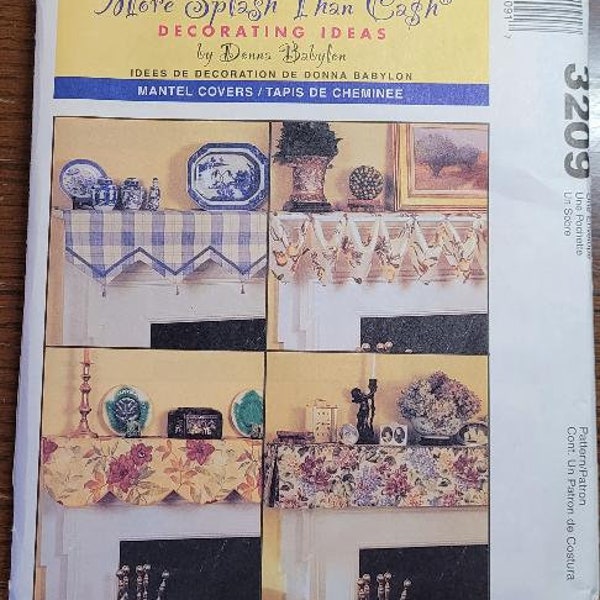 McCalls UNCUT More Splash than Cash Mantel Covers Decorating Ideas Pattern 3209