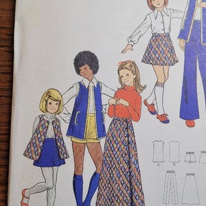 Vintage 80&#39;s UNCUT Butterick Childs Sz 8 vest, skirt, pants and shorts pattern 6786
