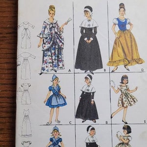 Rare Vintage 60s UNCUT Butterick Childs Sz 8 Little Dutch Girl, Nun, Peasant Pilgrim Costumes Pattern 3318