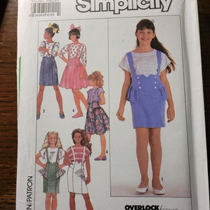 Vintage UNCUT 1990 Simplicity Girls All sizes shirt and jumper with skirt variations pattern 9633