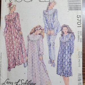 Rare, Vintage OOP UNCUT McCalls Lanz of Salzburg Misses sizes 6/8 Nightgowns, Pajamas, Booties pattern 5701