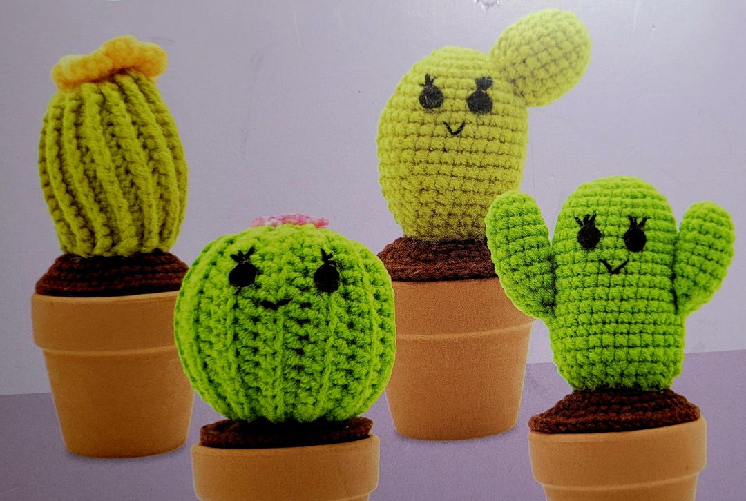 Complete Unopened Crochet Cactus Kit to Make Four Potted Cacti - Etsy