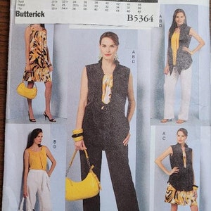 Butterick UNCUT Plus Size 16-24 Jacket, Top, Dress, Pants and Sash Pattern B5364