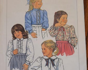 Vintage 80's Simplicity Childs sizes 3, 4, 5 UNCUT blouse pattern 7013