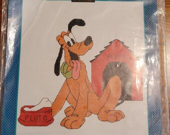 Mickey Unlimtied UNOPENED Pluto in the Dog House Cross Stitch Kit