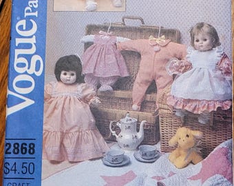 Patrón de vestuario para muñecas Vogue FF vintage sin cortar para muñecas de 13 y 15 pulgadas, 2868