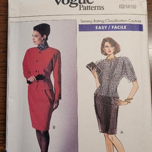 Rare, Beautiful UNCUT Vogue Misses sz 12, 14, 16 Jacket and Skirt Pattern 7285