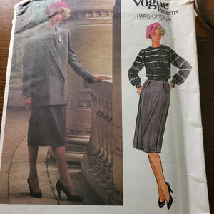 Vintage 80&#39;s UNCUT Vogue Paris Original Christian Dior Misses sz 8 Jacket, Skirt and Bloue Pattern 1600