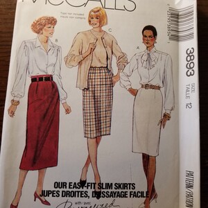 Vintage UNCUT McCalls Slim Fit Misses sz 12 Skirt Pattern 3893