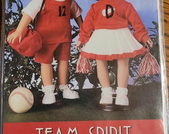 Team Spirit by Indygo Junction Cheerleading Outfit Patterns for 19 inch dolls IJ483