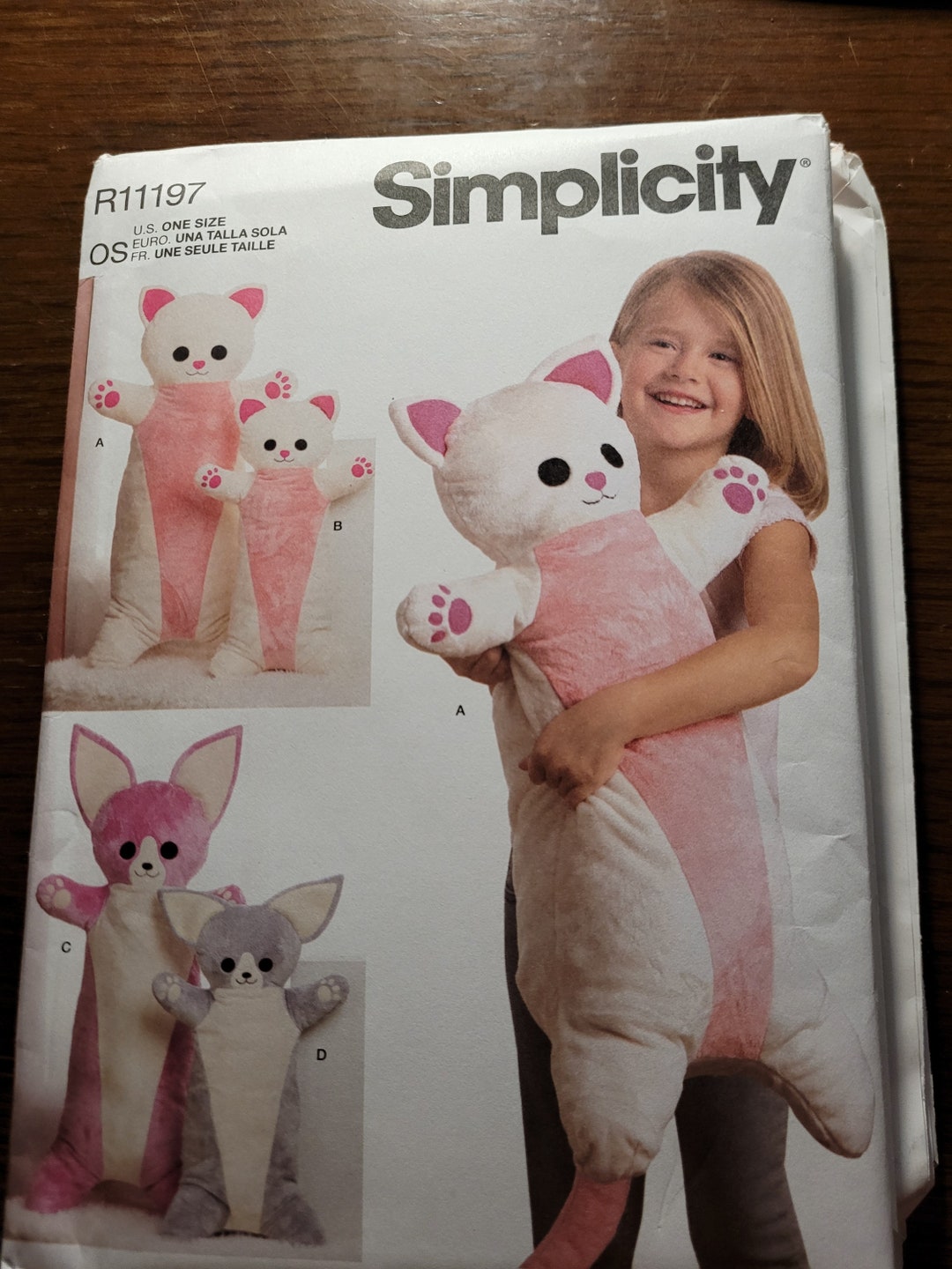 UNCUT Simplicity Animal Plush Body Pillows Pattern R11197 Etsy