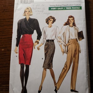 Rare Uncut Very Easy Vintage 80's Vogue Misses sz 12, 14, 16 Skirt and Pants Pattern 7074