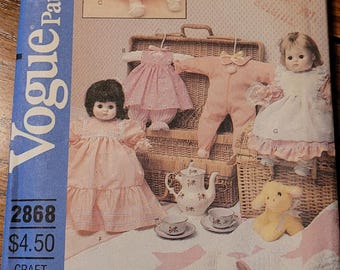 Vintage UNCUT FF Vogue Craft 13-15 and 18-20 inch doll wardrobe pattern 2868