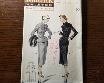Vintage Butterick Misses sz 12 (bust 30) Yoked Suit with Four-Gore Skirt Pattern 6487