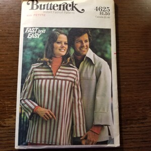 Vintage 70&#39;s Butterick Petite (bust 30 1/2) Fast and Easy Top pattern 4625