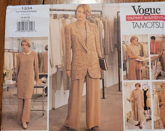 UNCUT Vogue Career Wardrobe Tamotsu Womans sz 18-22 Jacket, Dress, Top, Tunic, Skirt, Pants Pattern 1334