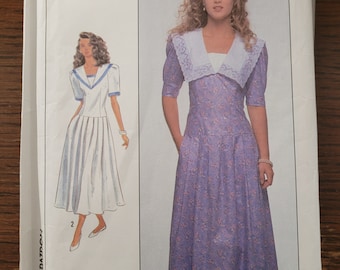 Vintage 80's UNCUT Simplicity Misses sz 12 Sailor Style Collar Dress Pattern 9092