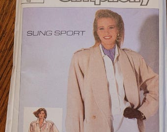 Simplicity UNCUT Sung Sport Misses sz 12 Shirt, Oversized coat and front wrap skirt pattern 7750