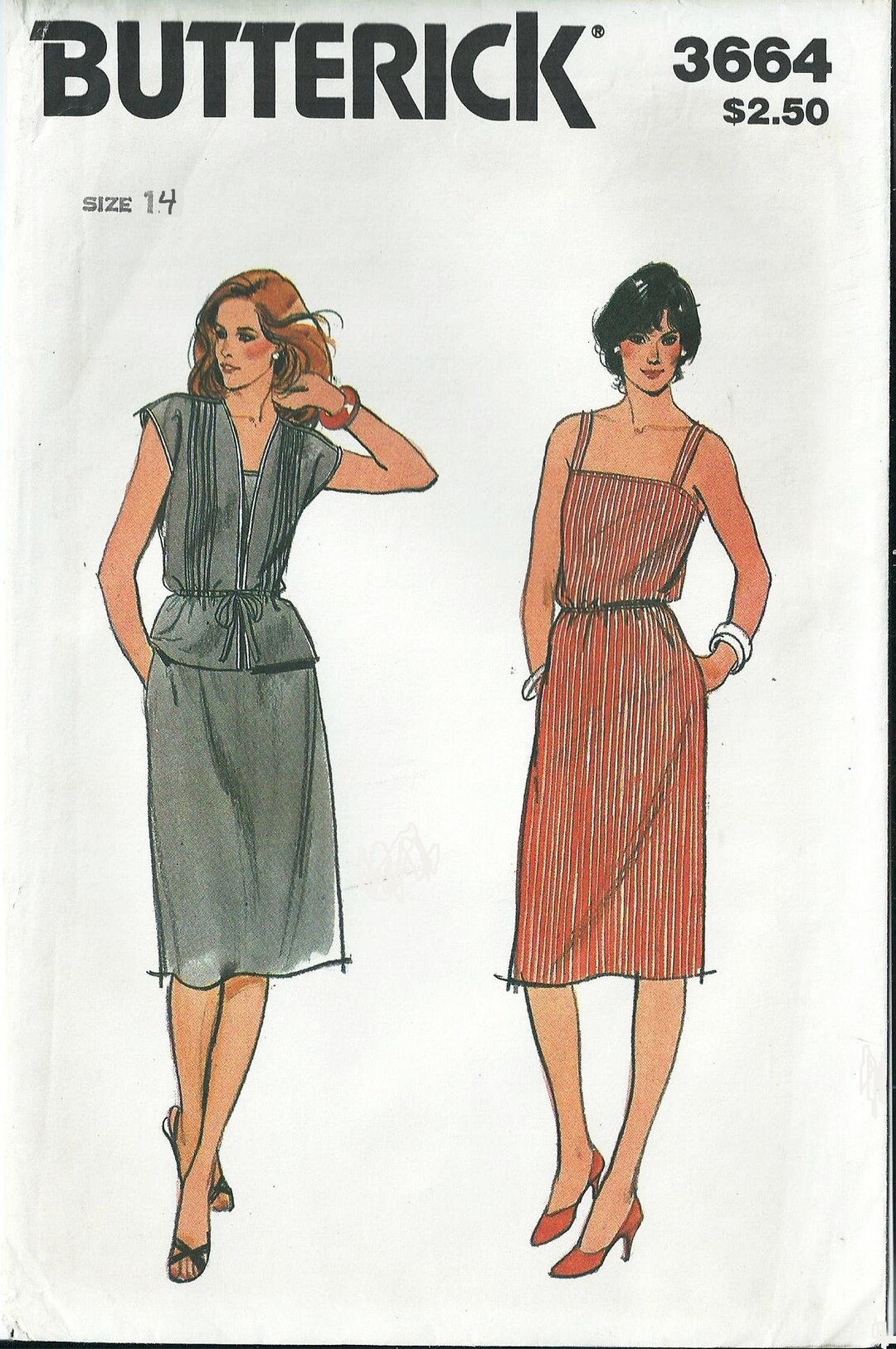 Vintage Uncut Butterick Misses Sz 14 Jacket and Dress Pattern 3664 - Etsy