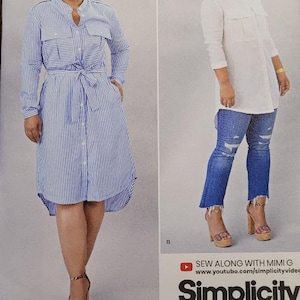 mimi g Misses sz 6-14 Shirt dress and shirt pattern, Simplicity R11381