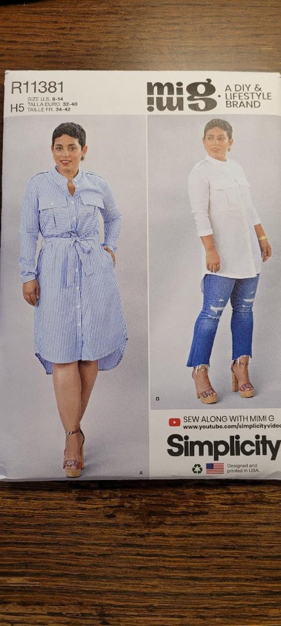 mimi g shirt dress mimi g Misses sz 6-14 Shirt dress and shirt pattern, Simplicity R11381