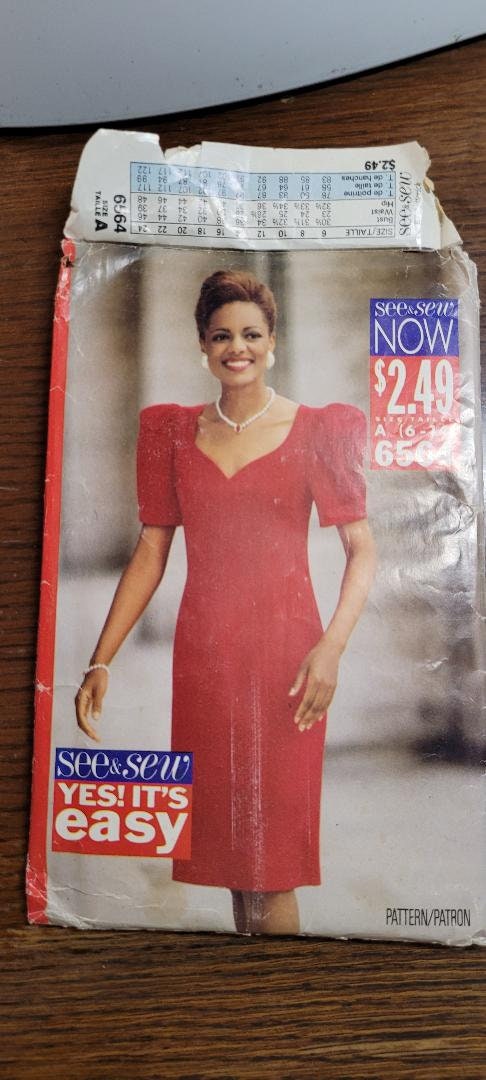 See & Sew Vintage 90's UNCUT Misses Sz 614 Dress Pattern See & Sew Vintage 90's UNCUT Misses Sz 614 Dress Pattern