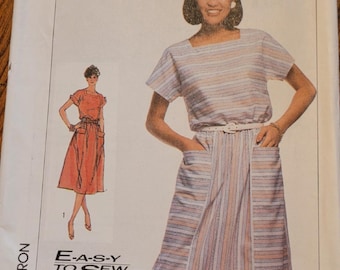 Simplicity UNCUT Easy to Sew Misses sz 10, 12, 14 Pullover Dress Pattern 7444