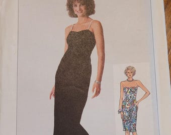 Vintage 80's Gorgeous Fitted Uncut Simplicity Misses sz 12, 14, 16 dress/gown pattern 7853