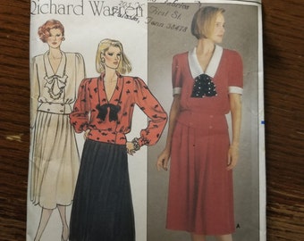 Vintage UNCUT Butterick Richard Warren Misses sz 16 Top and SKirt Pattern 3382